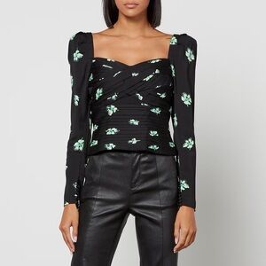 Self-Portrait Floral-Print Pleated Top Blouse Size 4